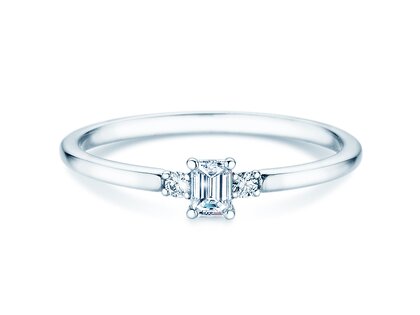 Engagement ring Vivid Petite Emerald Cut in platinum