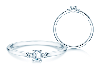 Engagement ring Vivid Petite Emerald Cut in platinum