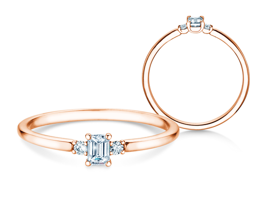 Engagement ring Vivid Petite Emerald Cut in rose gold