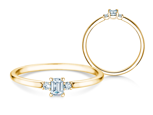 Engagement ring Vivid Petite Emerald Cut in yellow gold