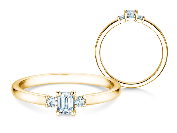 Engagement ring  in 9K yellow gold with diamonds 0.31ct G/VS