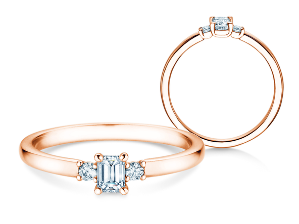 Engagement ring  in 9K rosé gold with diamonds 0.31ct