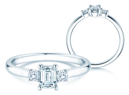 Engagement ring Vivid Petite Emerald Cut in platinum