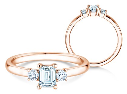 Engagement ring Vivid Petite Emerald Cut in rose gold