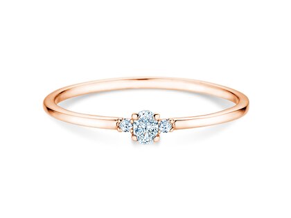 Engagement ring Vivid Petite Oval Cut in 14K rosé gold with diamonds 0.10ct G/SI