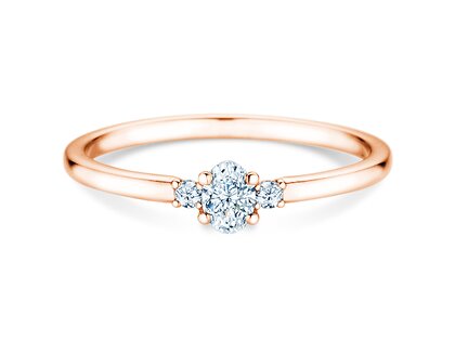 Engagement ring Vivid Petite Oval Cut in 18K rosé gold with diamonds 0.20ct G/SI
