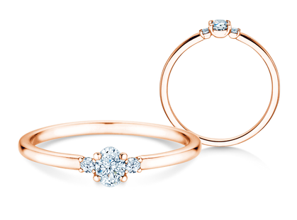 Engagement ring Vivid Petite Oval Cut in 18K rosé gold with diamonds 0.20ct G/SI