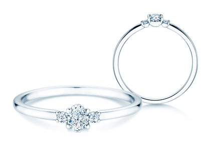 Engagement ring Vivid Petite Oval Cut in platinum 950/- with diamonds 0.20ct G/SI