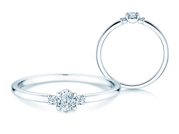 Engagement ring Vivid Petite Oval Cut in 14K white gold with diamonds 0.20ct G/SI