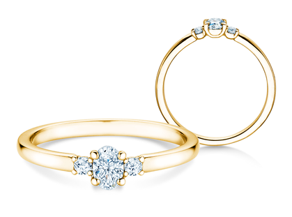 Engagement ring Vivid Petite Oval Cut in 18K yellow gold with diamonds 0.30ct G/SI