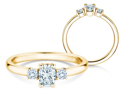 Engagement Ring Vivid Petite Oval Cut in 14K yellow gold with diamonds 0.50ct G/SI