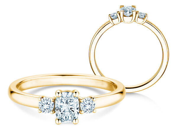 Engagement Ring Vivid Petite Oval Cut in 14K yellow gold with diamonds 0.50ct G/SI