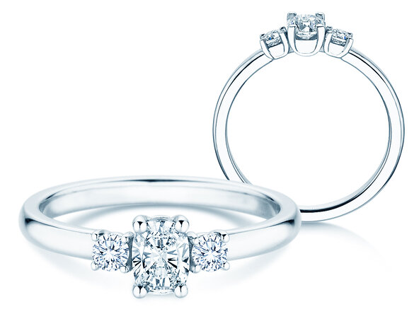 Engagement Ring Vivid Petite Oval Cut in 14K white gold with diamonds 0.50ct G/SI