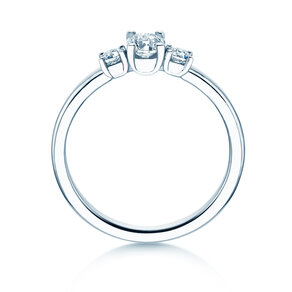 Engagement Ring Vivid Petite Oval Cut in 14K white gold with diamonds 0.50ct G/SI