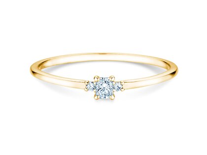 Engagement ring Vivid Petite Radiant Cut in 14K yellow gold with diamonds 0.20ct G/SI