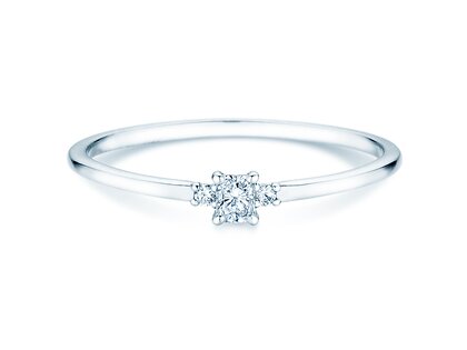 Engagement ring Vivid Petite Radiant Cut in platinum 950/- with diamonds 0.10ct G/SI