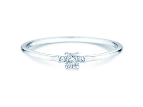 Engagement ring Vivid Petite Radiant Cut in platinum 950/- with diamonds 0.10ct G/SI