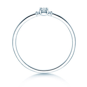 Engagement ring Vivid Petite Radiant Cut in platinum 950/- with diamonds 0.10ct G/SI