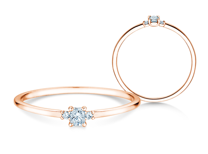 Engagement ring Vivid Petite Radiant Cut in 14K rosé gold with diamonds 0.10ct G/SI
