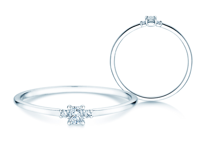 Engagement ring Vivid Petite Radiant Cut in platinum 950/- with diamonds 0.10ct G/SI