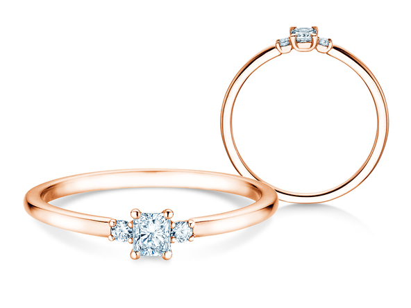Engagement ring  in 9K rosé gold with diamonds 0.31ct G/SI