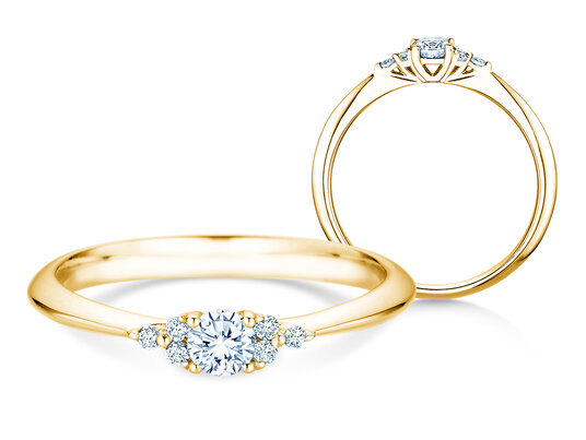 Engagement ring Vivid Diamond in 14K yellow gold with lab-grown diamonds 0.31ct E/VS