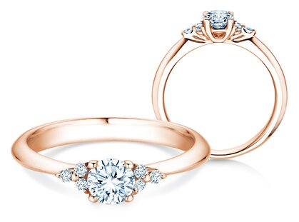 Engagement ring  in 9K rosé gold with lab-grown diamonds 0.87ct