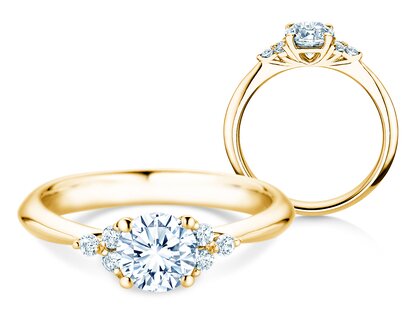 Engagement ring Vivid Diamond in 9K yellow gold with diamonds 1.18ct G/SI