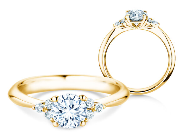 Engagement ring Vivid Diamond in 9K yellow gold with diamonds 1.18ct G/SI