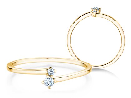 Engagement ring You & Me Classic in 14K yellow gold with diamonds 0.065ct G/SI