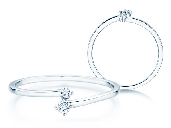 Engagement ring You & Me Classic in 14K white gold with diamonds 0.065ct G/SI