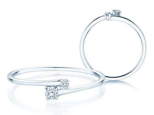 Engagement ring You & Me Modern in 14K white gold with diamonds 0.07ct G/SI