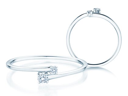 Engagement ring You & Me Modern in 14K white gold with diamonds 0.07ct G/SI