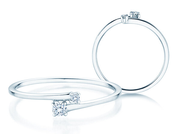 Engagement ring You & Me Modern in 14K white gold with diamonds 0.07ct G/SI