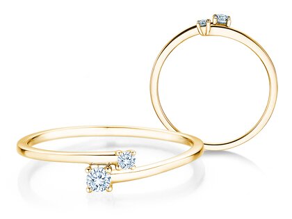 Engagement ring You & Me Modern in 14K yellow gold with diamonds 0.11ct G/SI