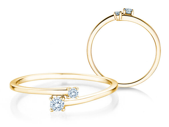 Engagement ring You & Me Modern in 14K yellow gold with diamonds 0.11ct G/SI