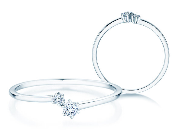 Engagement ring You & Me Soft in 14K white gold with diamonds 0.09ct G/SI