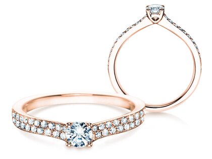 Engagement ring Claire Petite in 18K rosé gold with diamonds 0.50ct G/SI