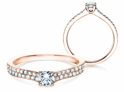 Engagement ring Claire Petite in 18K rosé gold with diamonds 0.50ct