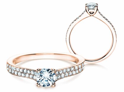 Engagement ring Claire in 18K rosé gold with diamonds 0.70ct G/SI