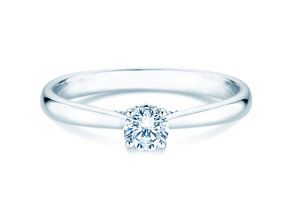 Engagement ring Classic 4 Hidden Halo in 9K white gold with lab-grown diamonds 0.30ct E/VS