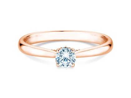 Engagement ring Classic 4 Hidden Halo in 18K rosé gold with lab-grown diamonds 0.30ct E/VS