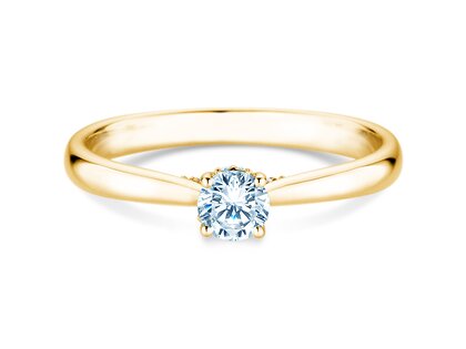 Engagement ring Classic 4 Hidden Halo in 9K yellow gold with lab-grown diamonds 0.30ct E/VS