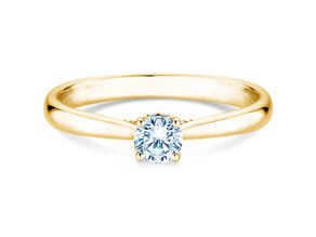 Engagement ring Classic 4 Hidden Halo in 9K yellow gold with lab-grown diamonds 0.30ct E/VS