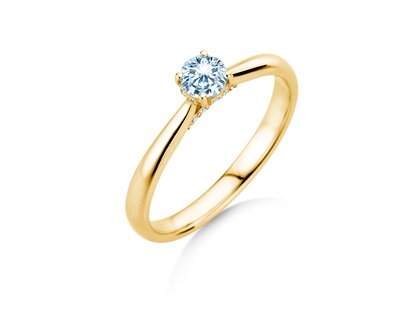 Engagement ring Classic 4 Hidden Halo in 9K yellow gold with lab-grown diamonds 0.30ct E/VS