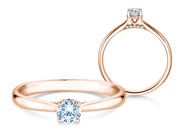 Engagement ring Classic 4 Hidden Halo in 18K rosé gold with lab-grown diamonds 0.30ct E/VS