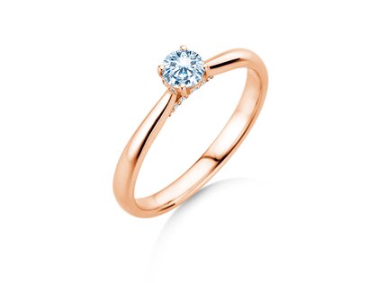 Engagement ring Classic 4 Hidden Halo in 18K rosé gold with lab-grown diamonds 0.30ct E/VS
