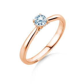 Engagement ring Classic 4 Hidden Halo in 18K rosé gold with lab-grown diamonds 0.30ct E/VS