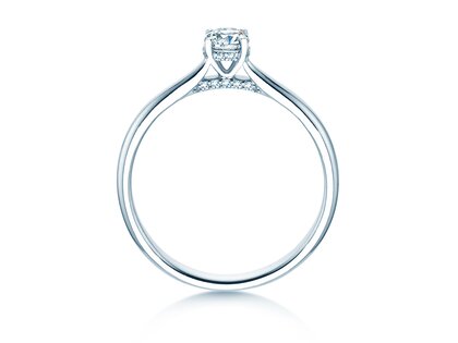 Engagement ring Classic 4 Hidden Halo in 9K white gold with lab-grown diamonds 0.30ct E/VS
