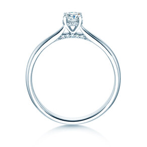 Engagement ring Classic 4 Hidden Halo in 9K white gold with lab-grown diamonds 0.30ct E/VS